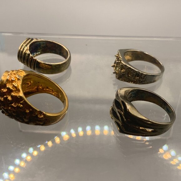 Lot of 4 Vintage Salesman Sample  Electro Plated Men's Size 10 Rings - Picture 2 of 3